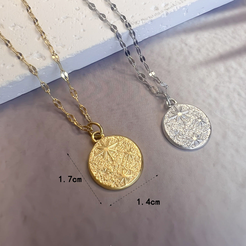 Wholesale Vintage Hammered Pattern Star Stainless Steel Necklace Eight-pointed Star Choker Necklaces ACC-NE-Youbi006