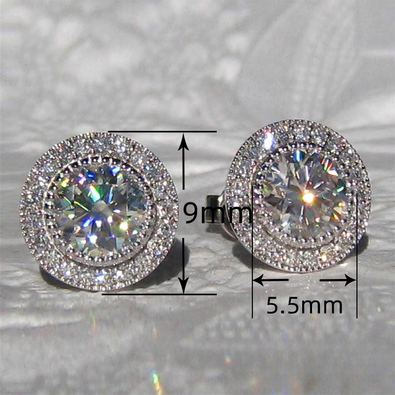 Wholesale Set of Ultra-flash Round Zircon Full Diamond Earrings Blingbling Earrings ACC-ES-Caos035