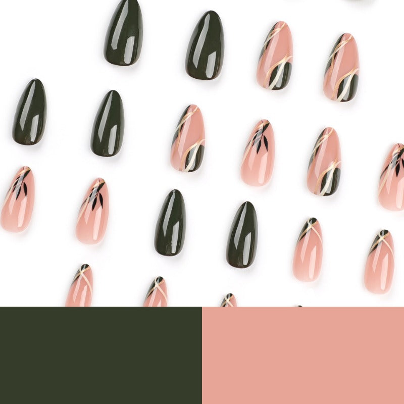 Wholesale 24 Pieces/box Green Leaf Nails Kits Nail Stickers ACC-NS-LeFan204