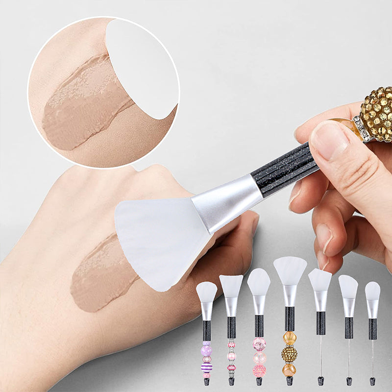 Whoelsale Beadable Face Mask Beauty Tool 7 Types of Brush Heads Soft Silicone Facial Mud Mask, DIY Beaded Brush Hairless Body Lotion Applicator DIY Making Gifts