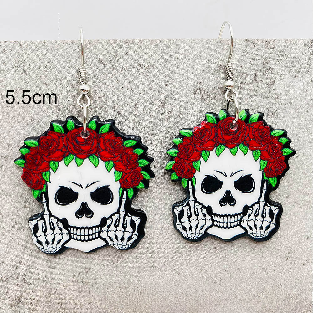 Wholesale Halloween Skull Horror Movie Acrylic Earrings ACC-ES-ChenY035