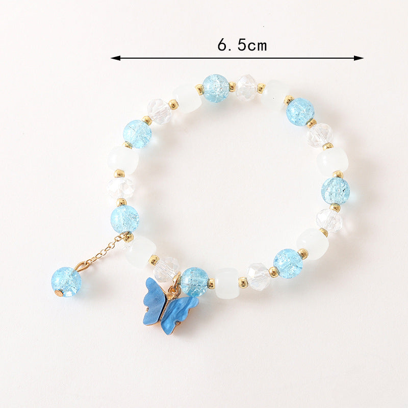 Wholesale Butterfly Ice Crack Floral Crystal Glass Beaded Bracelet ACC-BT-YiL002