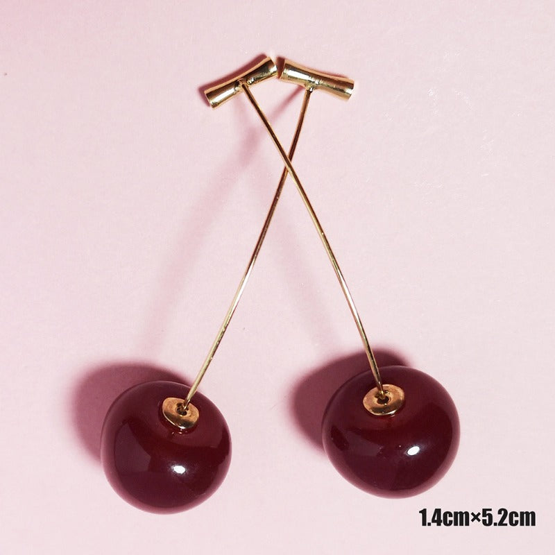 Wholesale Cute Fruit Cherry Long Earrings ACC-ES-WaNao001