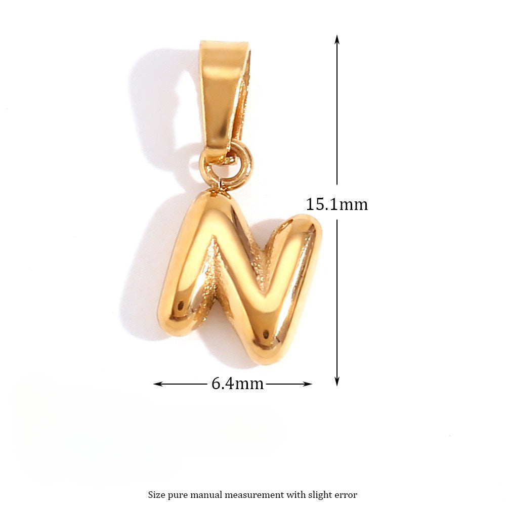 Wholesale Stainless Steel Plated 18K Gold Mini Bubble Lettering Pendant ACC-NE-Mengj001