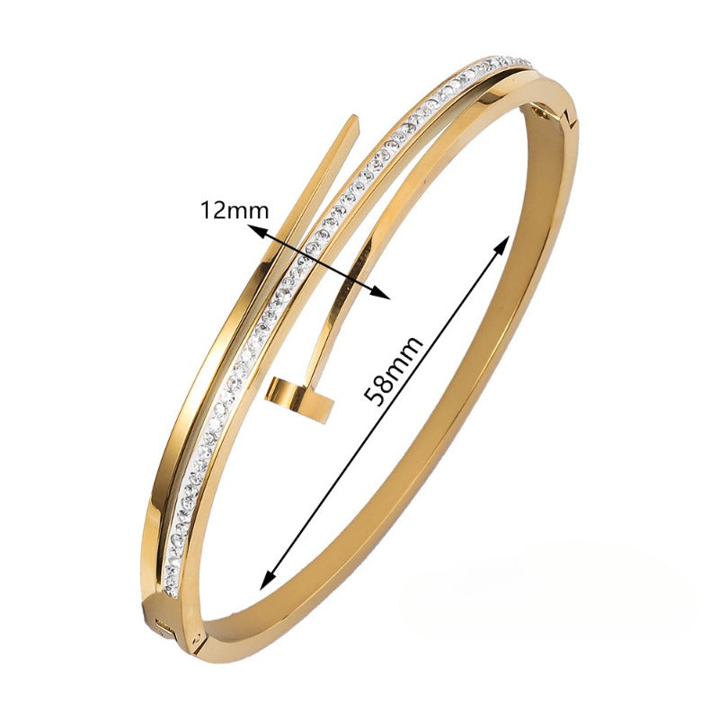 Wholesale Hollow Single Row Diamond Titanium Steel Bracelet ACC-BT-Ruif001