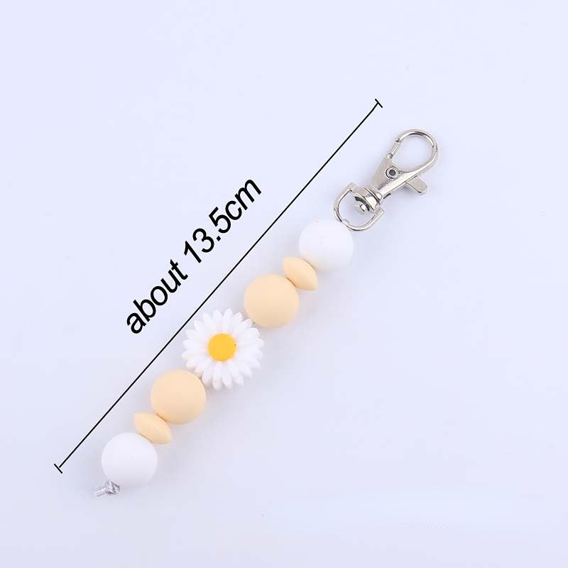 Wholesale Silicone Daisy Beaded Keychain