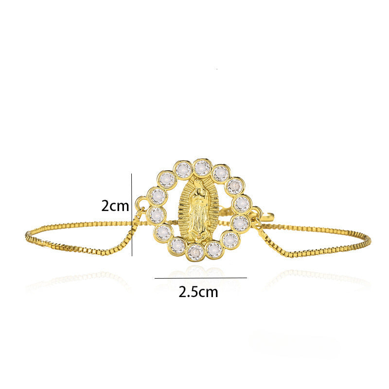 Wholesale Virgin Mary Zircon Copper Bracelet ACC-BT-AG002