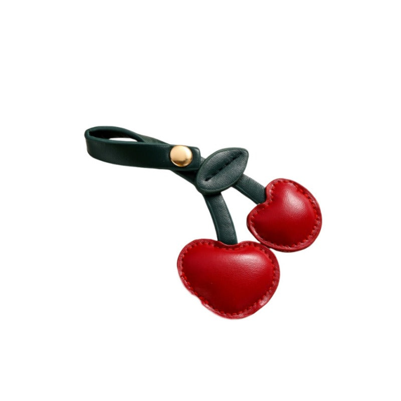 Wholesale DIY Cute Three-dimensional Heart PU Cherry Keychain ACC-KC-RongRui012