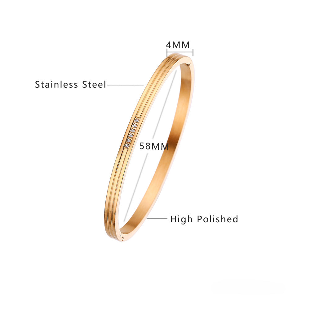 Wholesale Zircon Gold Titanium Steel Bracelets ACC-BT-Feif001