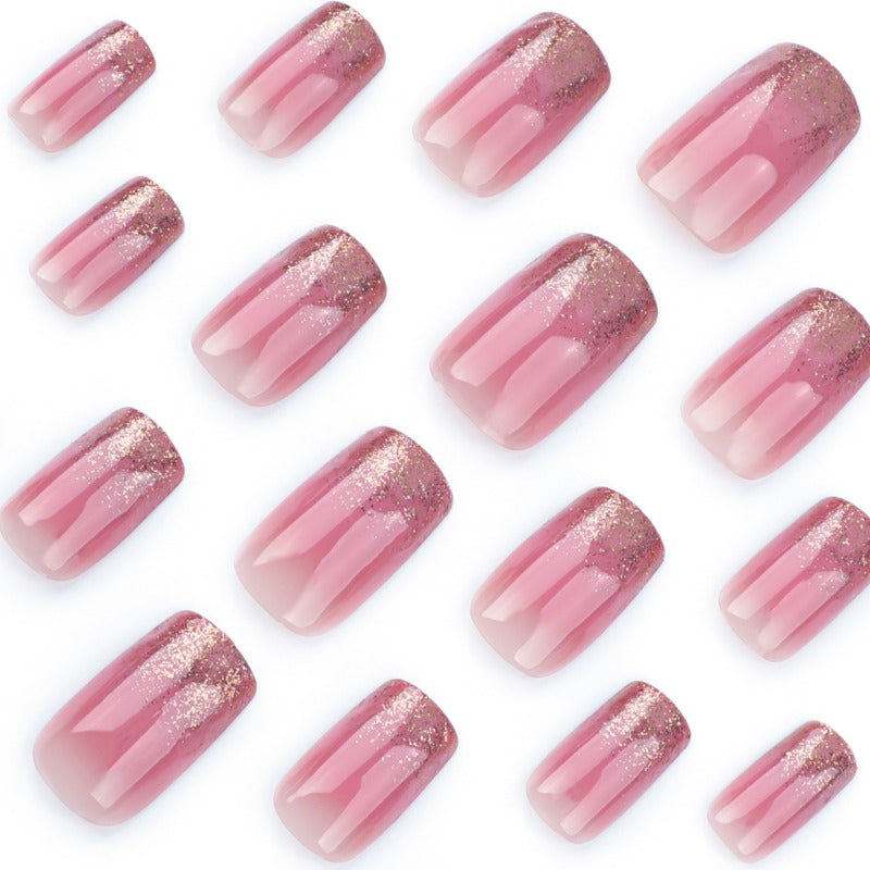 Wholesale 24 Pieces/box Gold Glitter Gradient Nails Kits Nail Stickers ACC-NS-LeFan234