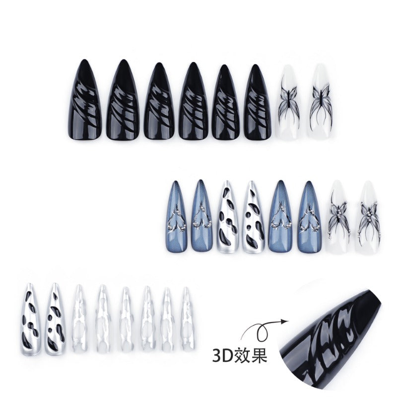 Wholesale 24 Pieces/box Silver Butterfly Nails Kits Nail Stickers ACC-NS-LeFan220
