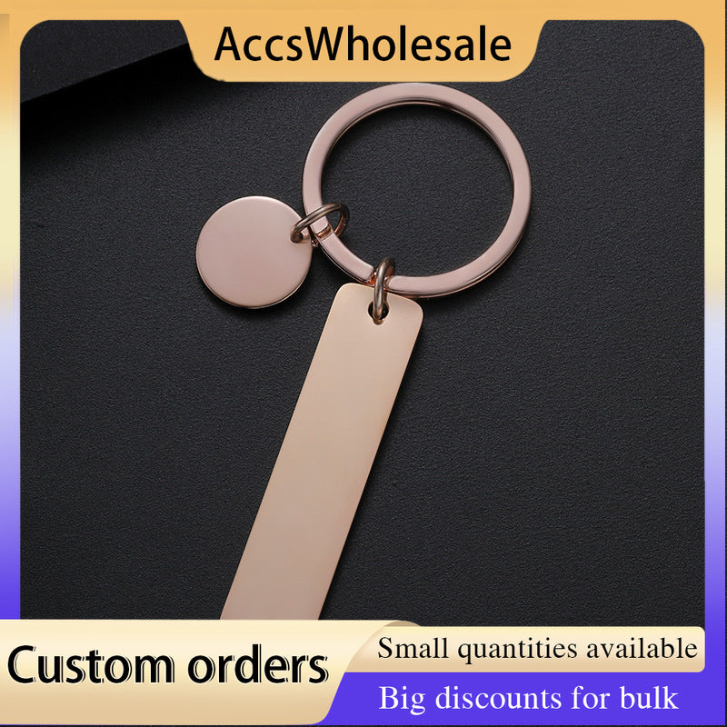 Custom Keychain with Laser Engraved Text or Logo - Multi-color Long Metal Keychain with Pendant
