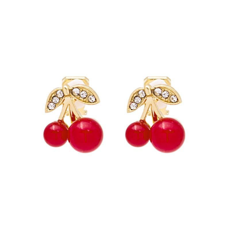 Wholesale Cute Diamond Red Cherry Earrings ACC-ES-MDD084