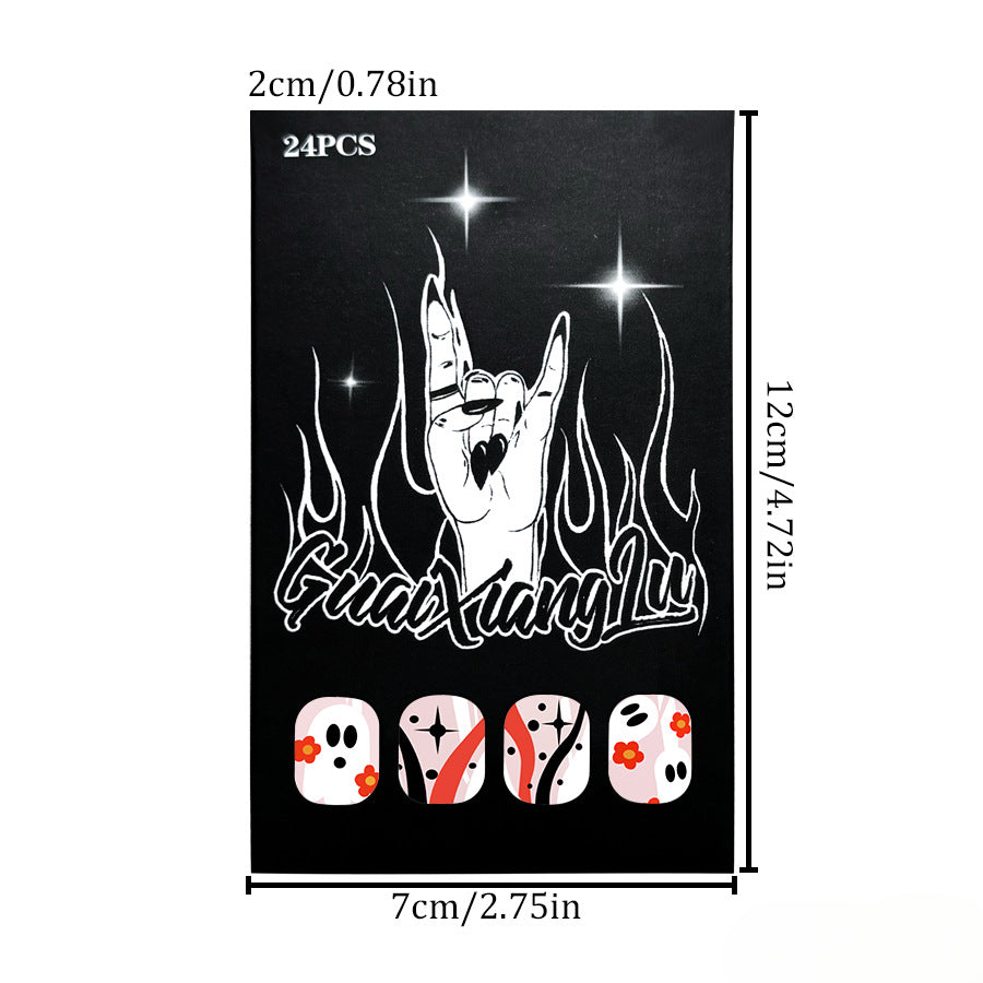 Wholesale 24 Pieces/box Halloween Press-on Nails Kits Nail Stickers ACC-NS-GuaiXL110