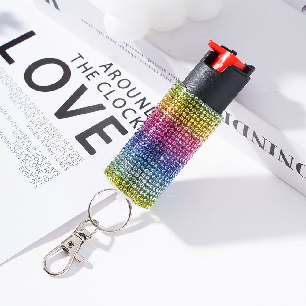 Wholesale Quick Release Spray Leopard Print Rhinestone Keychain for Women