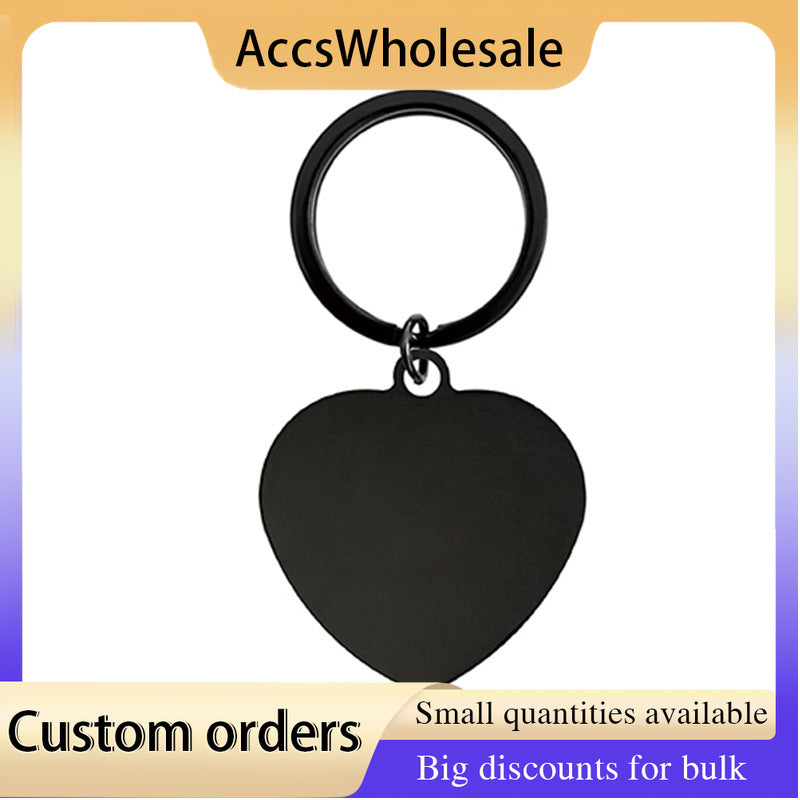 Custom Keychains with Laser Engraved Text or Logo - Multicolor Heart Shape Metal Keychains