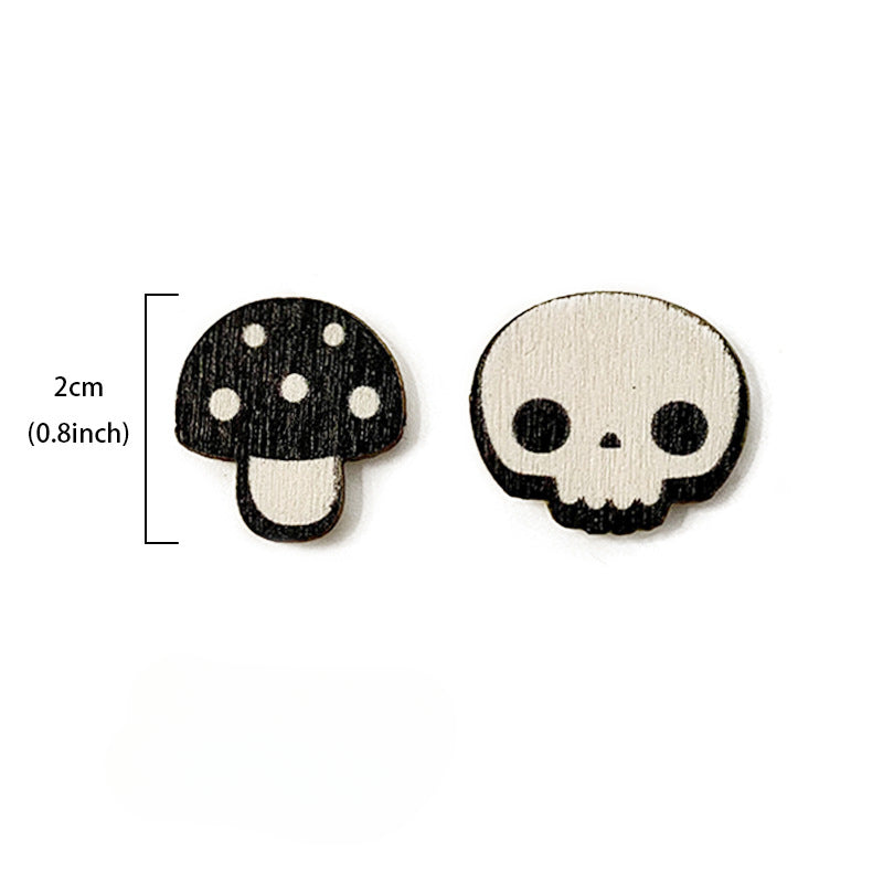 Wholesale Halloween Dark Wind Skull Bat Wooden Earrings ACC-ES-XinChuan023