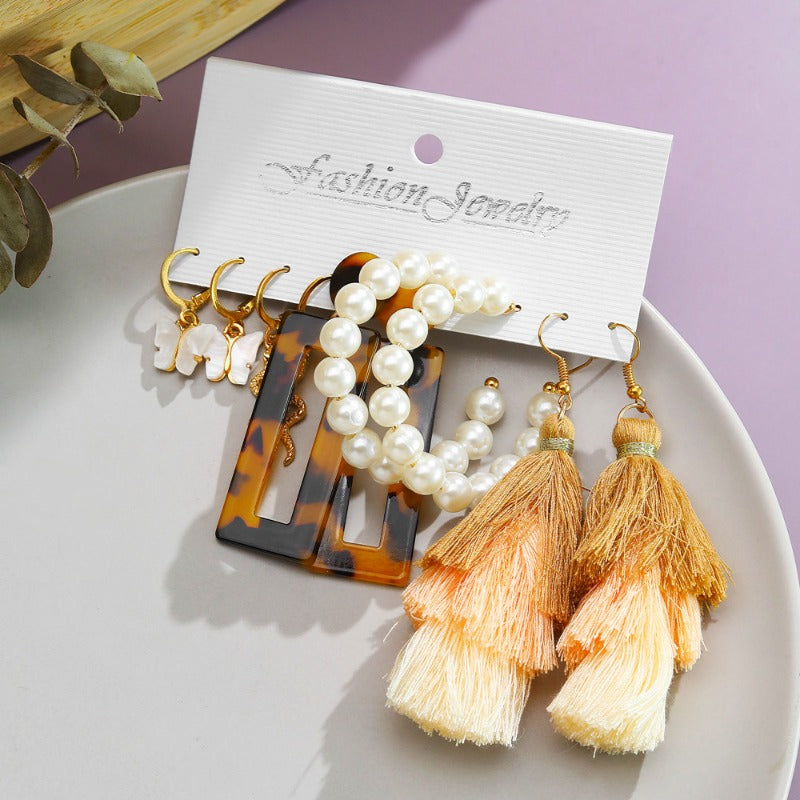 Wholesale 9pcs Alloy Inlaid Rhinestone Butterfly Cherry Earrings Set ACC-ES-HanSJ005