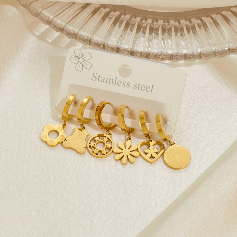 Wholesale Star Sun Titanium Steel Earrings SetACC-ES-BangJie005