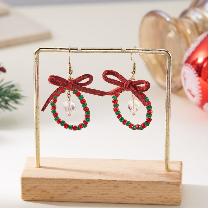 Wholesale Christmas Xmas Bow Wreath Earrings ACC-ES-YingHao005