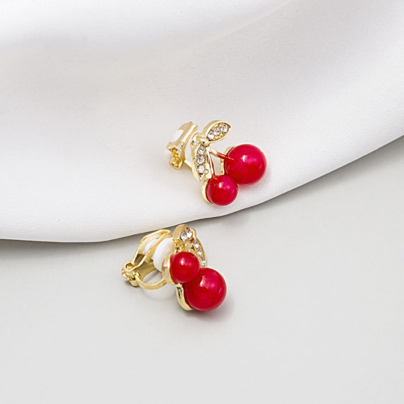 Wholesale Cute Diamond Red Cherry Earrings ACC-ES-MDD084