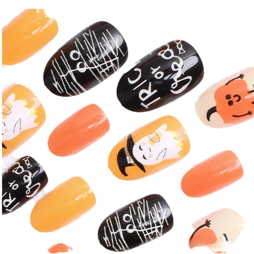 Wholesale 24 Pieces/box Halloween Press-on Nails Kits Nail Stickers ACC-NS-XingNai034