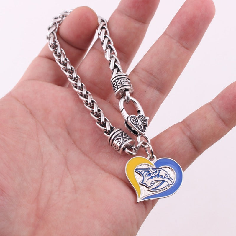 Wholesale Sports Athletics Saints Dropping Peach Heart Bracelet ACC-BT-Houh004