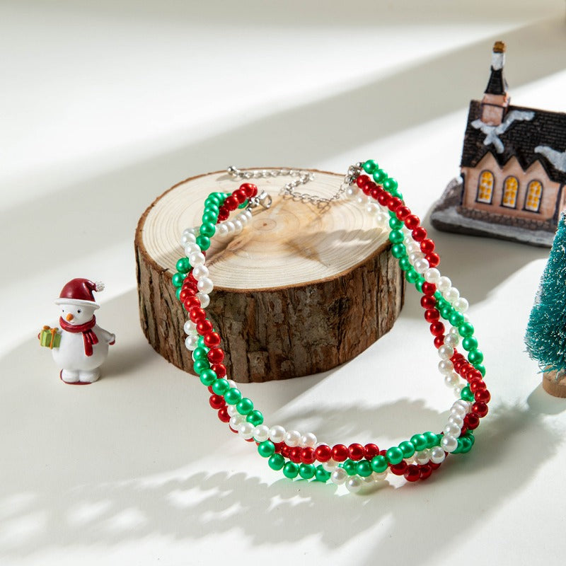 Wholesale Colorful Beaded Christmas Necklace Braided Twist Necklace ACC-NE-YongGe010