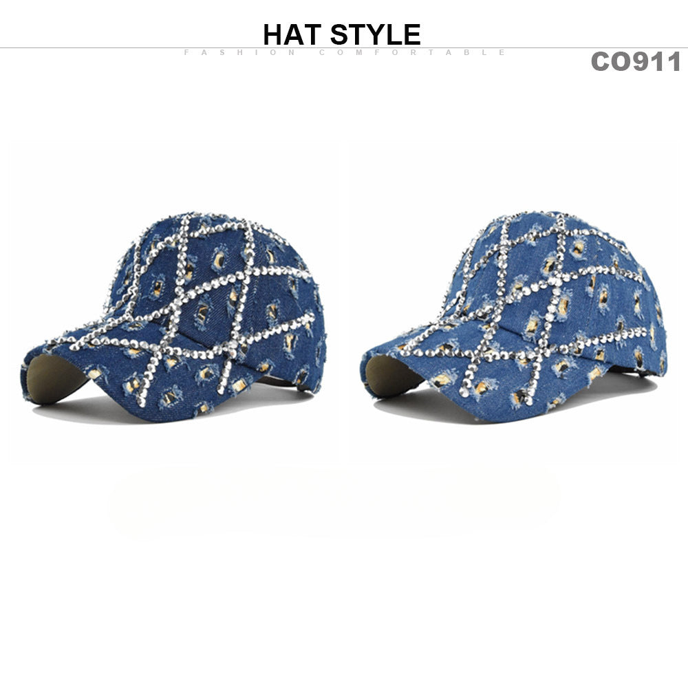 Wholesale Hole Washed Cowboy Hat Retro Diamond Baseball Cap ACC-HT-DeXun003