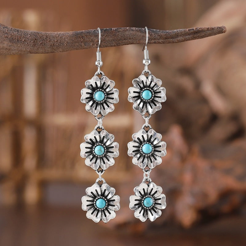 Wholesale Vintage Small Flower Turquoise Bracelet Earrings ACC-BT-zhiyu005