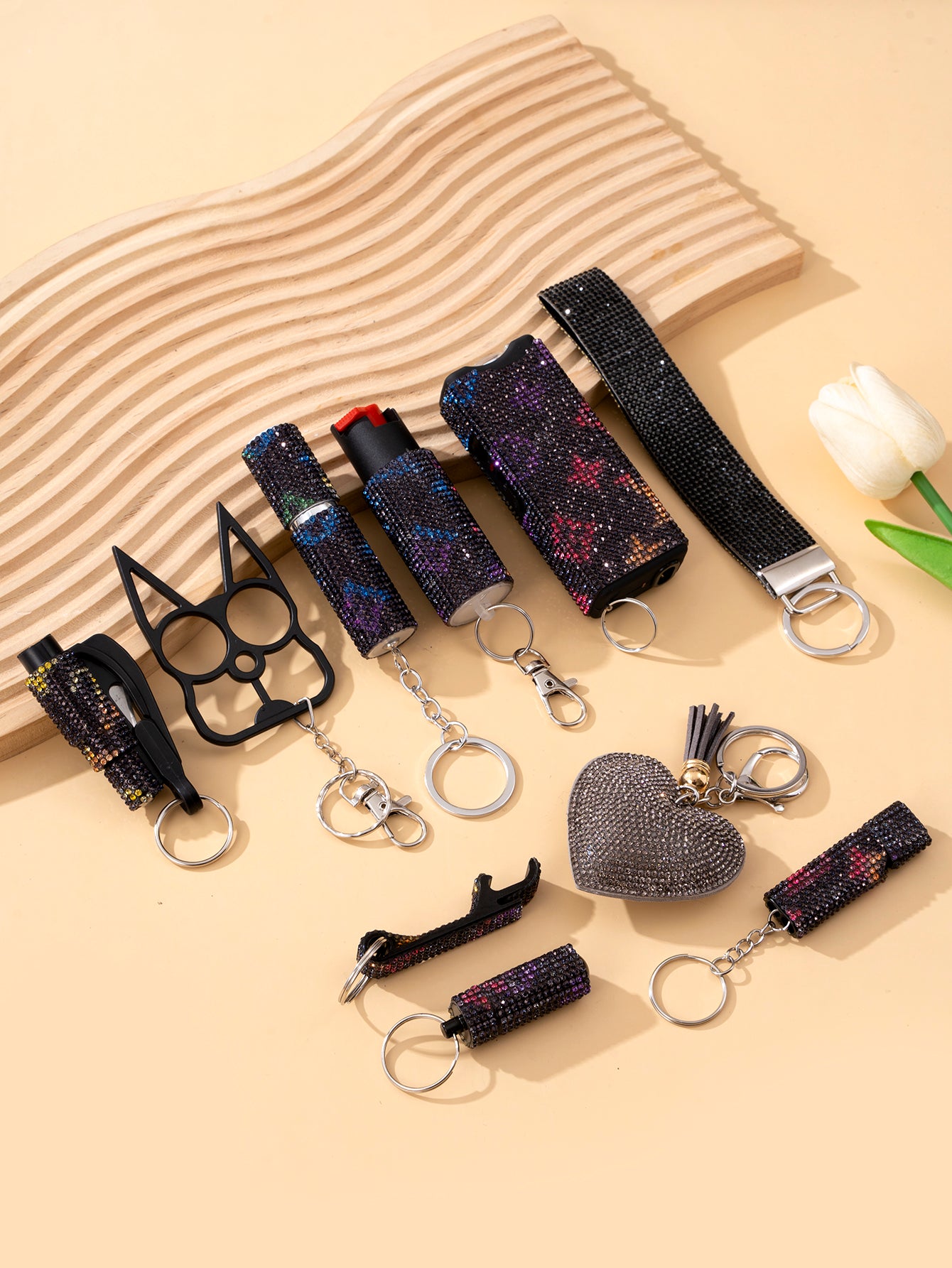 Wholesale Outdoor DIY Keychain 11-piece Set Jewelry Accessories Bottle Convenient Keychain Pendant ACCVIP-KC-ZhiYa020