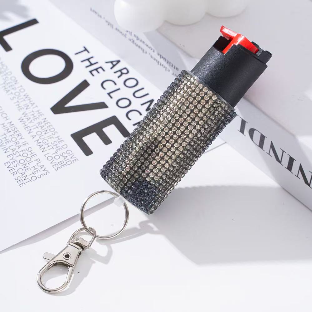 Wholesale Quick Release Spray Leopard Print Rhinestone Keychain for Women