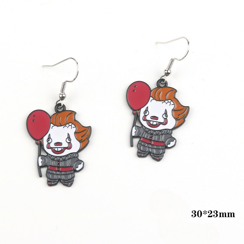 Wholesale Halloween Horror Cartoon Movie Black Plated Pendant Earrings ACC-ES-Fuyu001