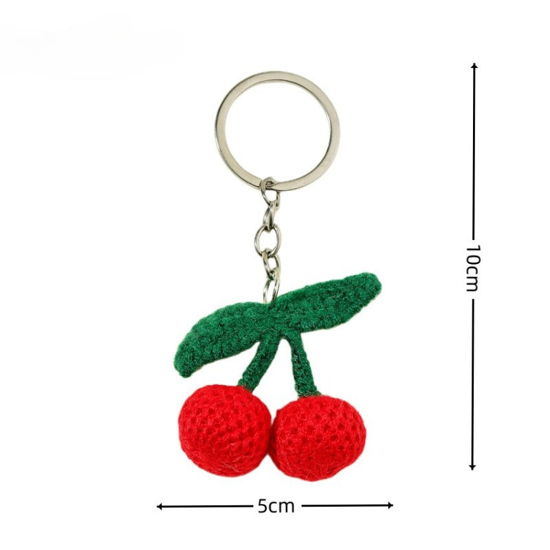 Wholesale Cute Handmade Wool Knitted Cherry Pendant Keychain ACC-KC-RongRui017