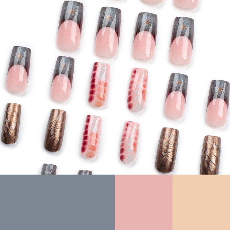 Wholesale 24 Pieces/box Pink Black Star Nails Kits Nail Stickers ACC-NS-LeFan210