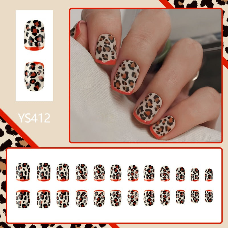Wholesale 24 Pieces/box Valentine's Day Shiny Leopard Nails Kits Nail Stickers ACC-NS-MiKe031