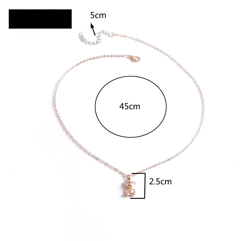 Wholesale Metal Bear Cute Cartoon Short Pendant Clavicle Necklace ACC-NE-YueSen011