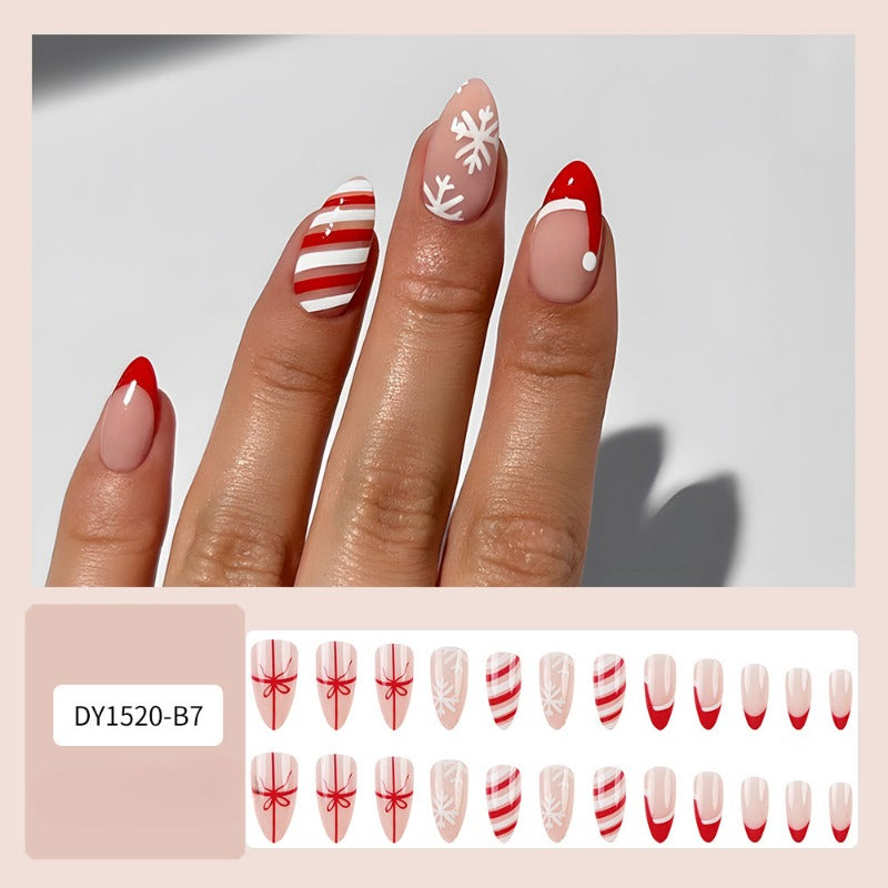 Wholesale 24 Pieces/box Christmas Hat Striped Bow Nails Kits Nail Stickers ACC-NS-QXJ041