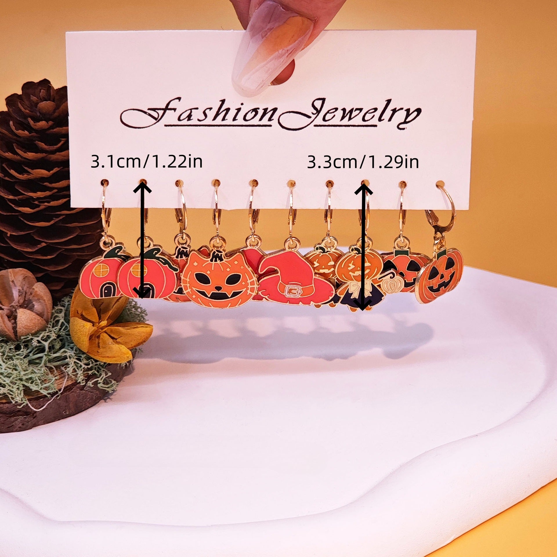 Wholesale 10pcs Halloween Ghost Demon Pumpkin Oil Drop Earrings Set ACC-ES-TianShe008