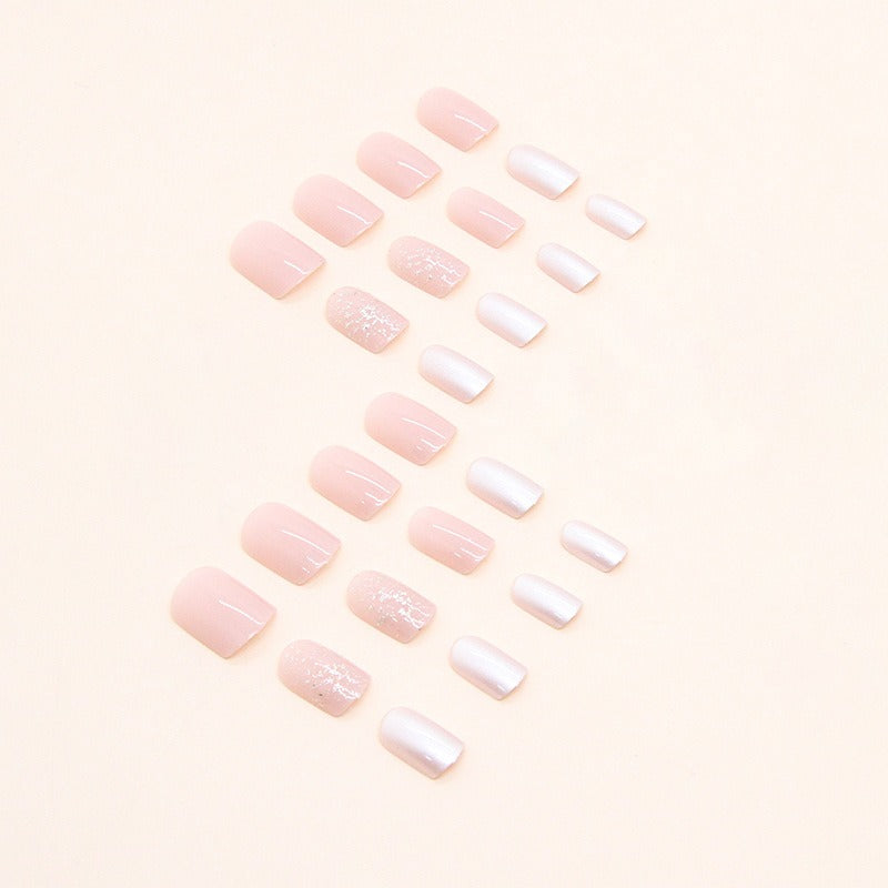Wholesale 24pcs/box Pink Tender Girl Glitter Pearl Nail Stickers ACC-NS-QiHeng005