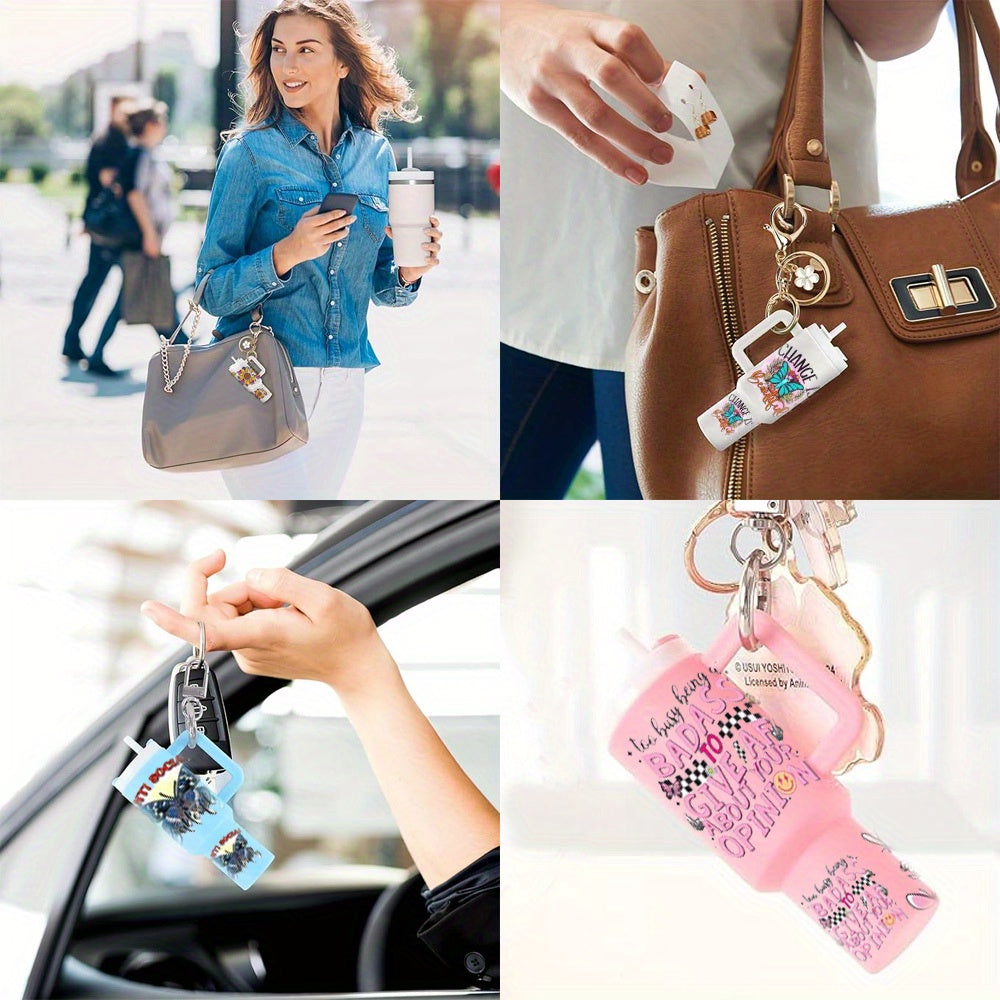 16pcs Butterfly UV DTF Cup Wraps Rub on Transfer Stickers for Mini Tumbler Cup Keychains Accessories DIY Gift Cup Sticker Gift