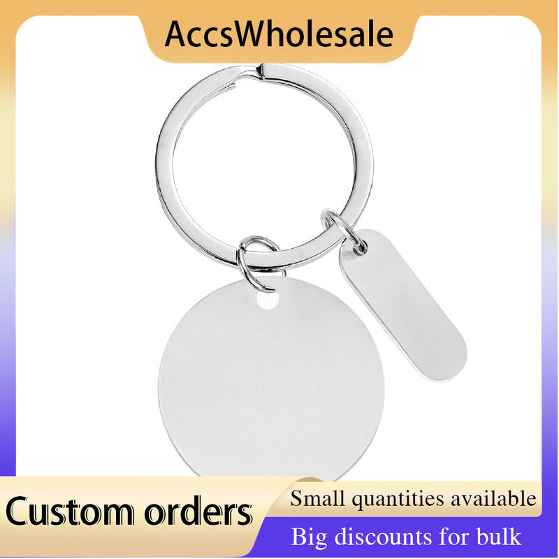 Custom Keychain with Laser Engraved Text or Logo - Multi-color Round Plate Engraved Metal Keychain