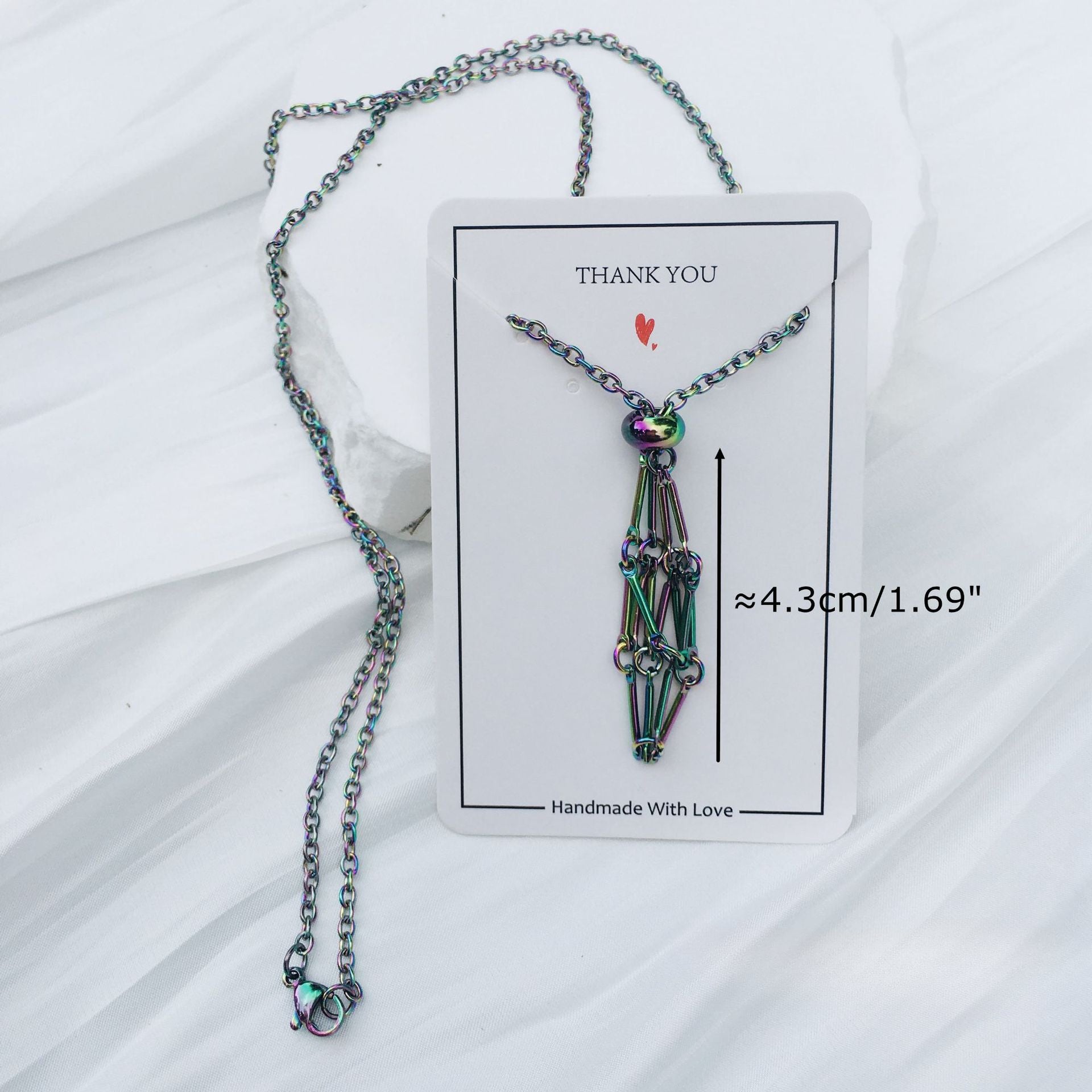 Wholesale Crystal Natural Stone Electroplated Color Bamboo Adjustable Metal Mesh Necklace ACC-NE-RongGuan002