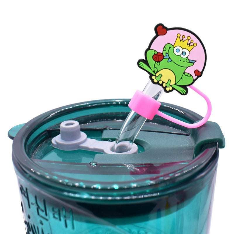 Wholesale Random 100pcs Valentine's Day Lovers 10mm PVC Soft Straw Tube Cap ACC-SCR-RYY127