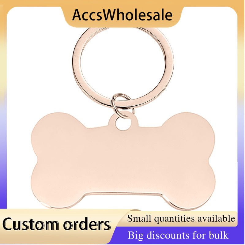 Custom Keychains with Laser Engraved Text or Logo - Dog Bone Metal Keychain