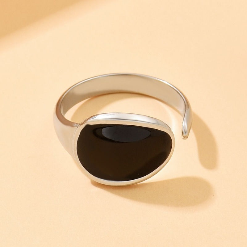 Wholesale Black Oil Drip Open Adjustable Stainless Steel Ring ACC-RS-MiYi006