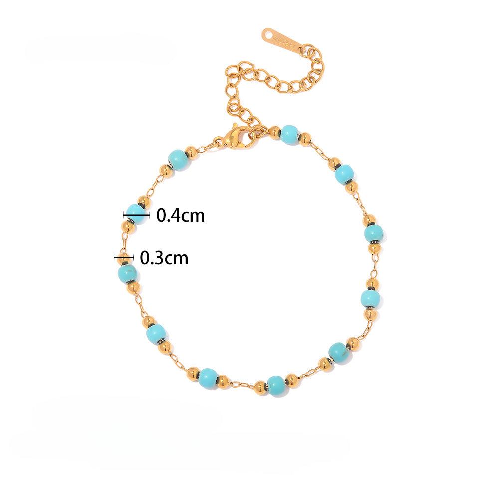Wholesale 18K Gold Plated Bracelet Stainless Steel Bracelets Turquoise Bracelet ACC-BT-JD002