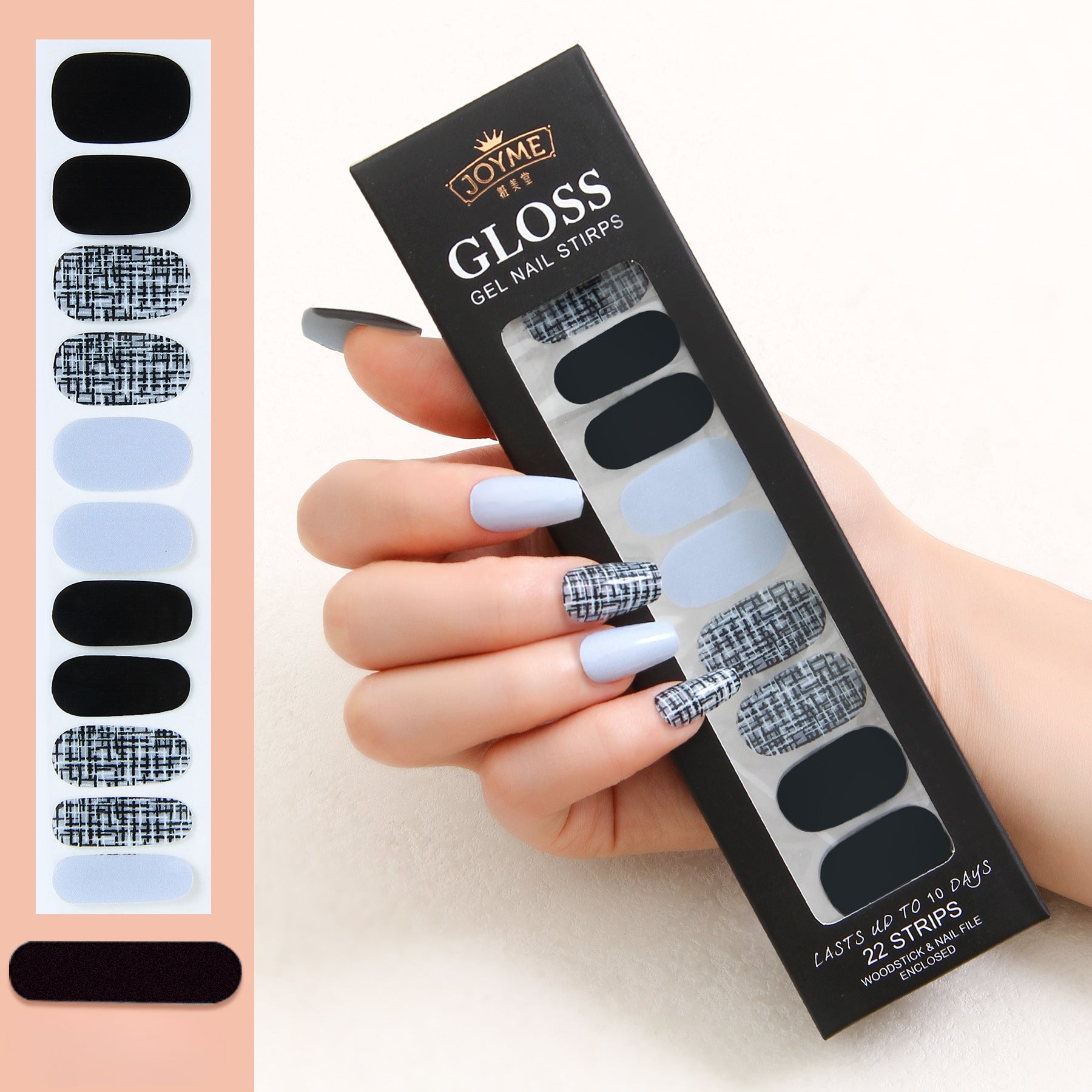 Wholesale Nail Stickers Waterproof, Baking Free, Solid Color Nail Stickers 22 Stickers ACC-NS-XKQ003