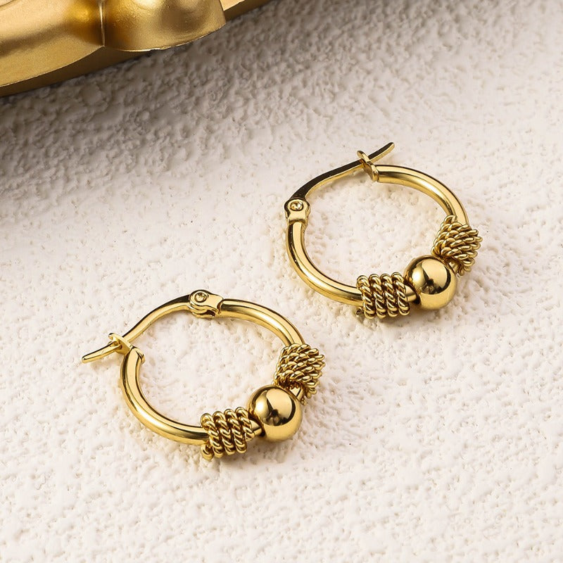 Wholesale Round Lucky Beads Stainless Steel Earrings ACC-ES-RuiX004