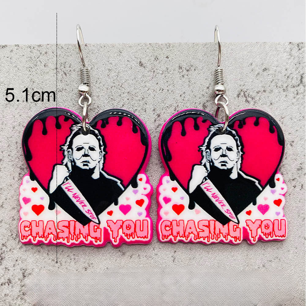 Wholesale Halloween Skull Horror Movie Acrylic Earrings ACC-ES-ChenY035